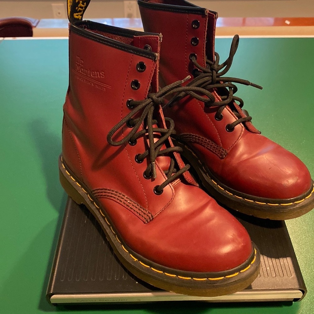 Dr. Martens Cherry Red Leather Lace Up Boots